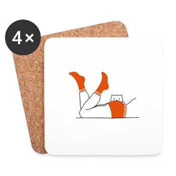 Chat mord ! (version homme) - Dessous de verre (lot de 4) - blanc - Devant