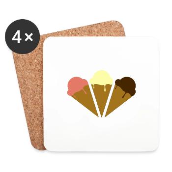 Crème glacée - Dessous de verre (lot de 4) - blanc - Devant