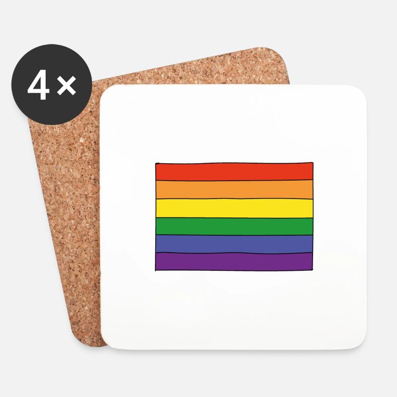 LGBT Flagge - Untersetzer (4er-Set) - Weiß