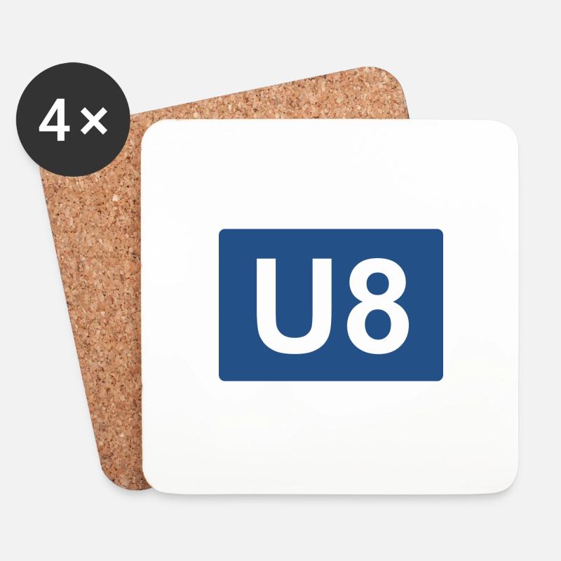 Berlin U-Bahn U8 - Untersetzer (4er-Set) - Weiß