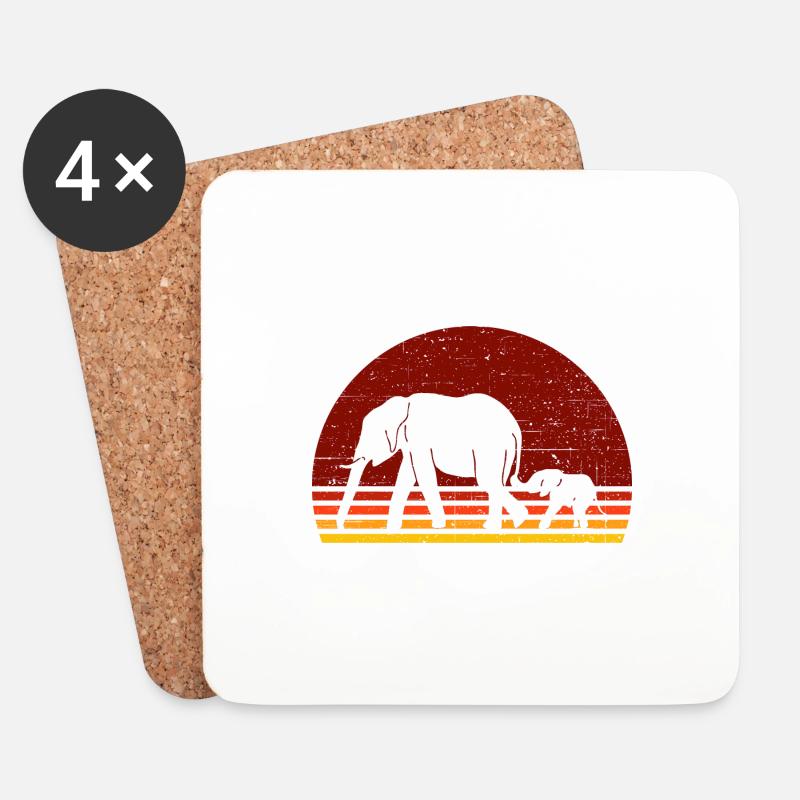 Elefant - Untersetzer (4er-Set) - Weiß