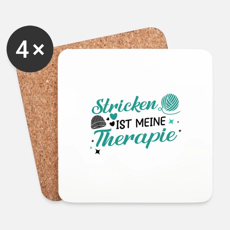 Lustiger Stricknadel Spruch, Stricken Geschenk - Untersetzer (4er-Set) - Weiß