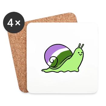 Genderqueer Escargot Genderqueer Pride - Dessous de verre (lot de 4) - blanc - Devant