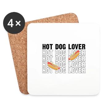 Hot Dog Sausage Love Hot dog fast food - Coasters (set of 4) - white - Front