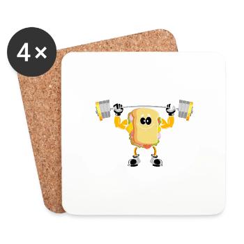 Bodybuilding Sandwich Fitness Workout Gym - Coasters (set of 4) - white - Front