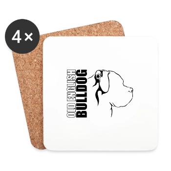 OLD ENGLISH BULLDOG Profile Dogs Dog Wilsigns - Coasters (set of 4) - white - Front
