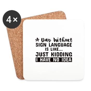 Sign language Sign language Mute deaf ASL - Coasters (set of 4) - white - Front