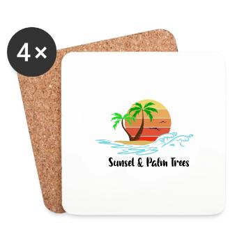 Sunset & Palm Trees - Coasters (set of 4) - white - Front
