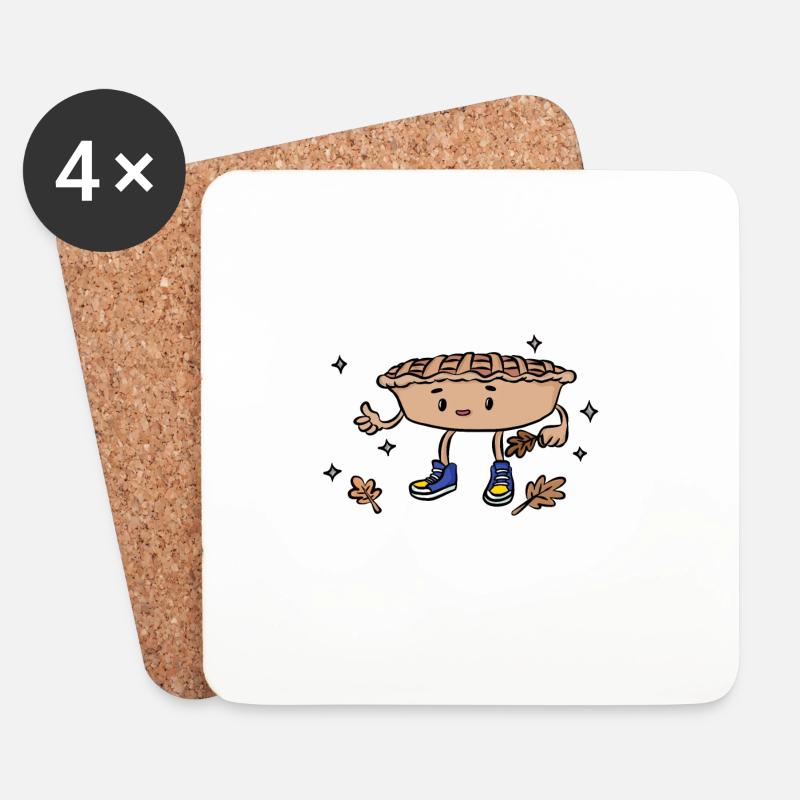 Apfelkuchen - Untersetzer (4er-Set) - Weiß