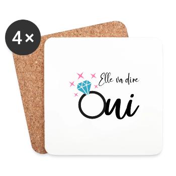 elle va dire oui evjf enterrement vie jeune fille - Dessous de verre (lot de 4) - blanc - Devant