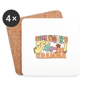 Somebody’s Feral Gramma Funny Family Pun Groovy - Dessous de verre (lot de 4) - blanc - Devant