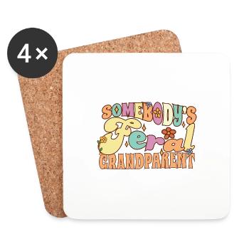 Somebody's Feral Grandparent Grandma Grandpa - Coasters (set of 4) - white - Front