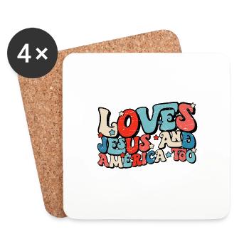 Aime Jésus et l’Amérique trop chrétien motive - Dessous de verre (lot de 4) - blanc - Devant