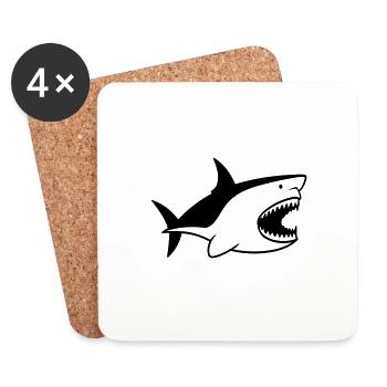 Requin - Dessous de verre (lot de 4) - blanc - Devant