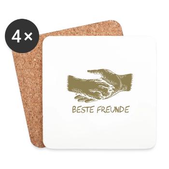 Hund und Herrchen, Beste Freunde Silhouette - Untersetzer (4er-Set) - Weiß - Vorne