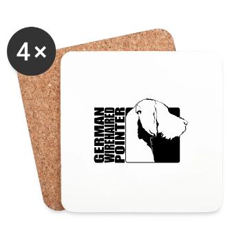 Profil de pointeur allemand Jagdhund Wilsigns - Dessous de verre (lot de 4) - blanc - Devant