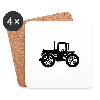 Tracteur - Dessous de verre (lot de 4) - blanc - Devant