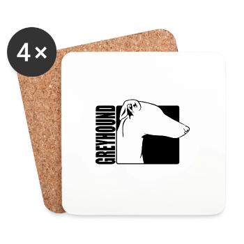 Greyhound Profile Chiens Dog Wilsigns - Dessous de verre (lot de 4) - blanc - Devant
