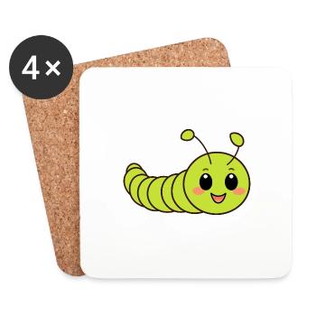 Raupen Insektenliebe Kleine Raupe - Untersetzer (4er-Set) - Weiß - Vorne