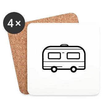 Kleiner Wohnwagen - Untersetzer (4er-Set) - Weiß - Vorne