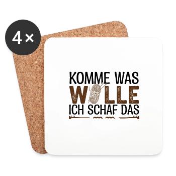 Komme was Wolle ich Schaf das. Schafe, Bauern. - Untersetzer (4er-Set) - Weiß - Vorne