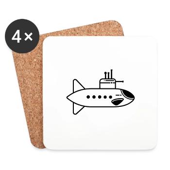 bateau Sous-marin - Dessous de verre (lot de 4) - blanc - Devant