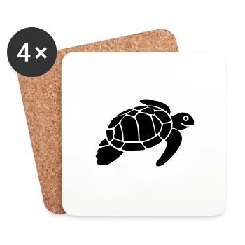 Schildkröte - Untersetzer (4er-Set) - Weiß - Vorne