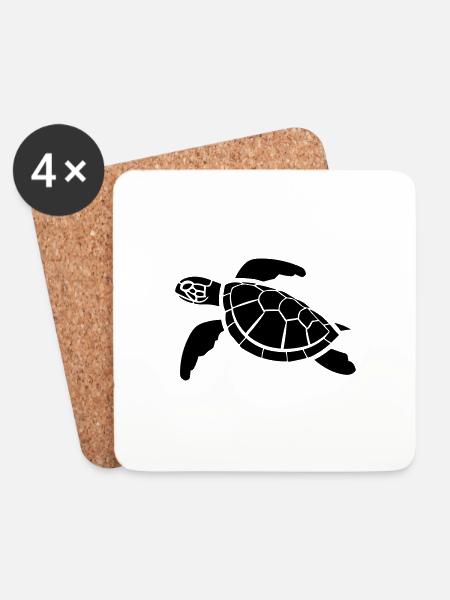 Schildkröte - Untersetzer (4er-Set) - Weiß