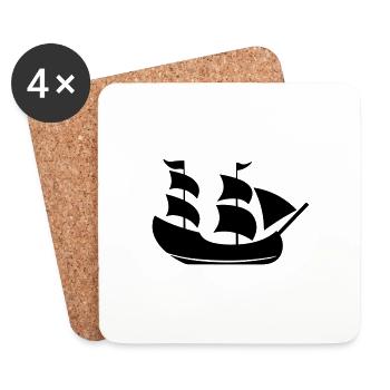 Bateau pirate - Dessous de verre (lot de 4) - blanc - Devant
