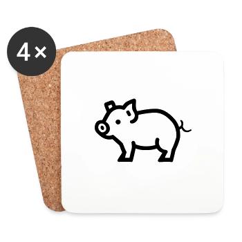 cochon - Dessous de verre (lot de 4) - blanc - Devant
