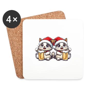 Cats Christmas Beer Team - Coasters (set of 4) - white - Front