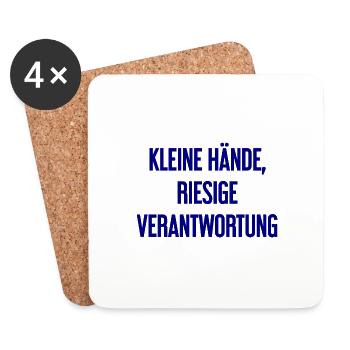 Kleine Hände, riesige Verantwortung Eltern-Spruch - Untersetzer (4er-Set) - Weiß - Vorne