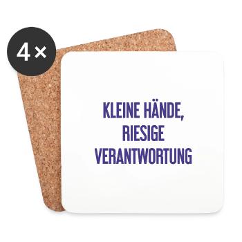 Kleine Hände, riesige Verantwortung Eltern-Spruch - Untersetzer (4er-Set) - Weiß - Vorne