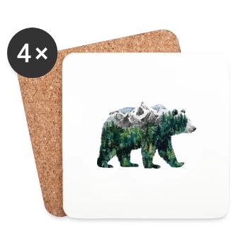 Wald Bär Natur Wildlife Kunst Berg Tier - Untersetzer (4er-Set) - Weiß - Vorne