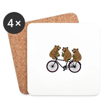 Berlin 3 Bären Bär Fahrrad Bier Party Spaß Feiern - Untersetzer (4er-Set) - Weiß - Vorne