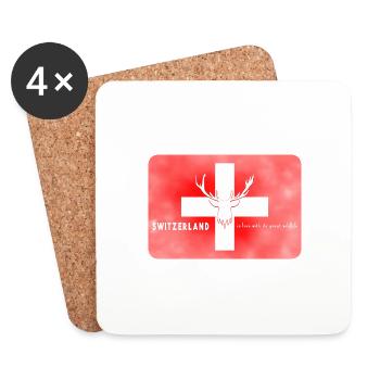 Drapeau suisse Suisse Faune sauvage - Dessous de verre (lot de 4) - blanc - Devant