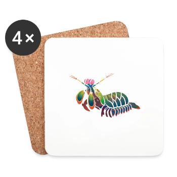 Rainbow Peacock Mantis Shrimp Colorful Shrimp Gift - Dessous de verre (lot de 4) - blanc - Devant