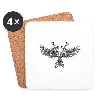 Viking Rabe Odin Hugin Munin épées pierre - Dessous de verre (lot de 4) - blanc - Devant