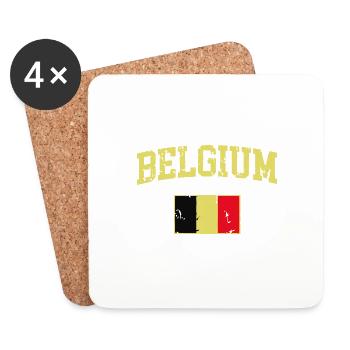 Vintage Drapeau Belgique Rétro Belge - Dessous de verre (lot de 4) - blanc - Devant