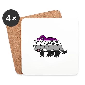 Tricératops asexuels Ace Pride - Dessous de verre (lot de 4) - blanc - Devant