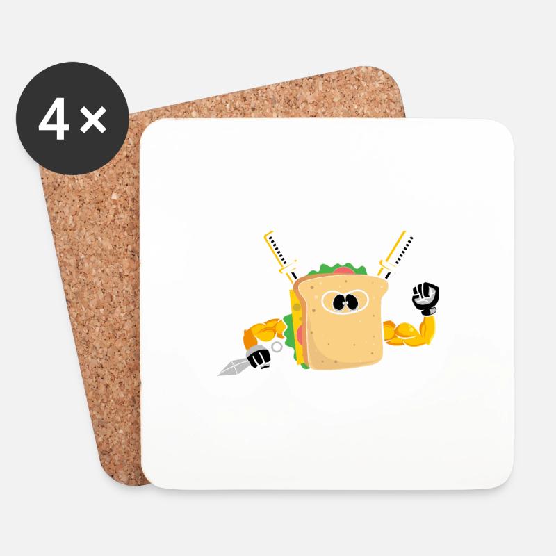 Sandwich Ninja Karate Warrior Japan Geschenk - Untersetzer (4er-Set) - Weiß