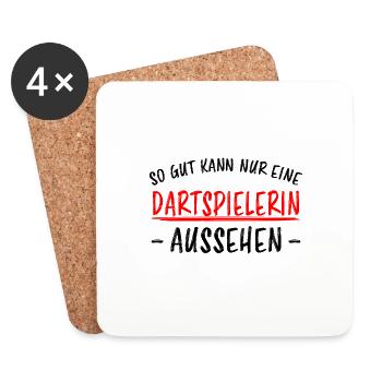 Dartspielerin Witz Spruch Darts Dartpfeil Geschenk - Untersetzer (4er-Set) - Weiß - Vorne