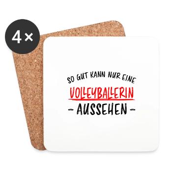 Volleyballerin Spruch Fun Beachvolleyball Geschenk - Untersetzer (4er-Set) - Weiß - Vorne
