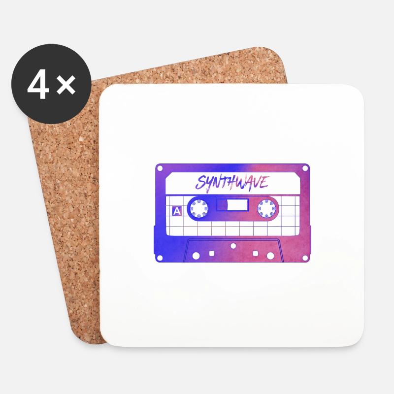 Retrowave Synthwave 80s Design - Untersetzer (4er-Set) - Weiß