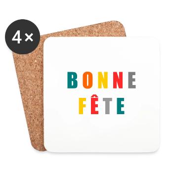 BONNE FÊTE. FÊTE DES MÈRES. FÊTE DES PÈRES. FÊTE - Dessous de verre (lot de 4) - blanc - Devant