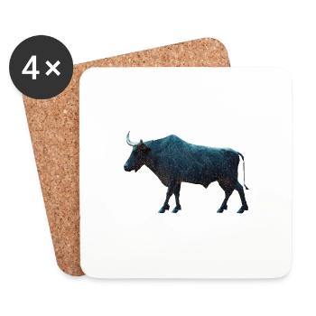Stock market bull as a polygon with a high level of detail - Coasters (set of 4) - white - Front