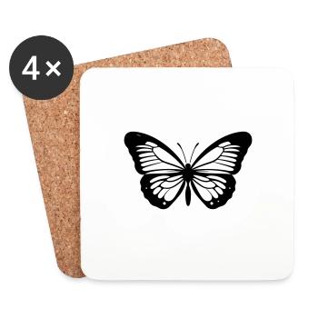 Papillon - Dessous de verre (lot de 4) - blanc - Devant