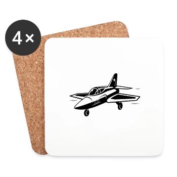 Fighter jet - Coasters (set of 4) - white - Front