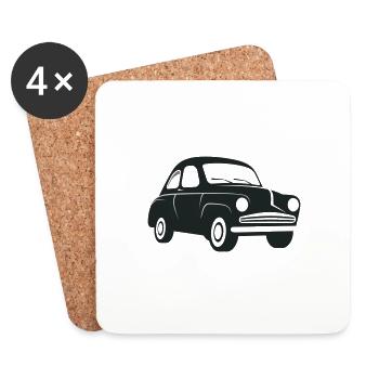 Ancienne voiture - Dessous de verre (lot de 4) - blanc - Devant