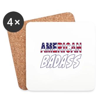 American Badass - vrai mec américain! - Dessous de verre (lot de 4) - blanc - Devant
